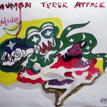 Painting titled "26.11.08 mumbai ter…" by Debjay Misra, Original Artwork