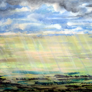 Schilderij getiteld "april-rain-40h-50w-…" door Marianne Charlotte Mylonas-Svikovsky (Marlo), Origineel Kunstwerk, Acryl