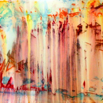 Painting titled "the-lost-city-acryl…" by Marianne Charlotte Mylonas-Svikovsky (Marlo), Original Artwork, Acrylic