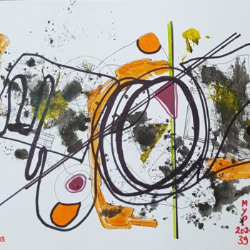 Painting titled "N° 39" by Marie-Paule Jouin (MYP), Original Artwork, Ink Mounted on Other rigid panel