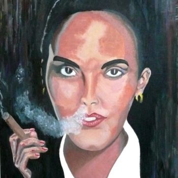 Malerei mit dem Titel "CUBAINE AU HAVANE" von Marie-Paule Jouin (MYP), Original-Kunstwerk, Öl
