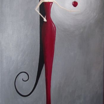 Painting titled "La pomme du Savoir…" by Myria Moon, Original Artwork, Acrylic