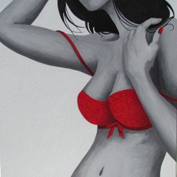 Painting titled "Miss Sexy Red by My…" by Myria Moon, Original Artwork, Acrylic