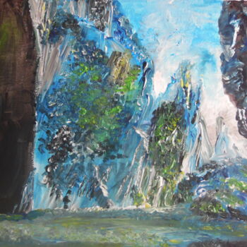 Painting titled "La cascade de la gr…" by Audran, Original Artwork, Acrylic