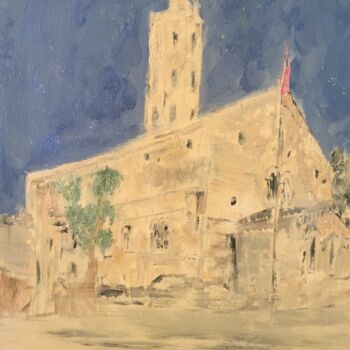 Peinture intitulée "L'église de Aulon e…" par Audran, Œuvre d'art originale, Pigments
