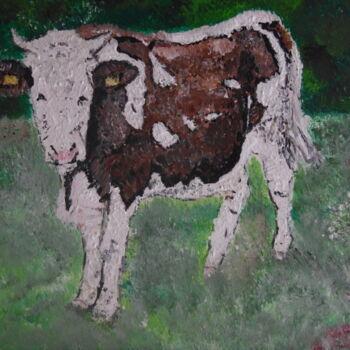 Peinture intitulée "La vache margerite" par Audran, Œuvre d'art originale, Acrylique
