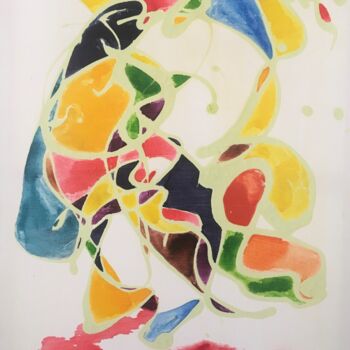 Peinture intitulée "Le perroquet au bec…" par Audran, Œuvre d'art originale, Acrylique