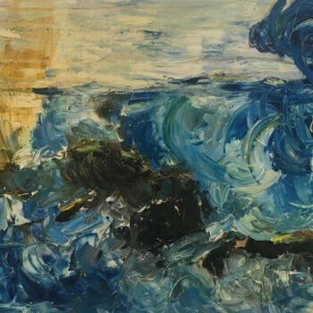 Painting titled "Tsounami la vague" by Audran, Original Artwork, Acrylic