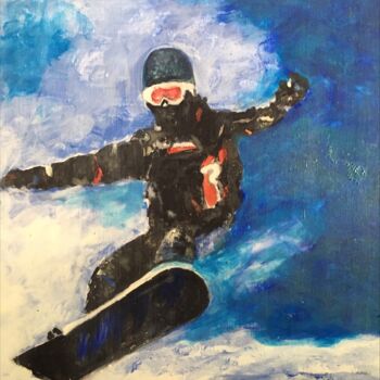 Painting titled "Snowboard Planche à…" by Audran, Original Artwork, Tempera Mounted on Wood Panel