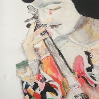 Schilderij getiteld "Le clown triste" door Audran, Origineel Kunstwerk, Acryl