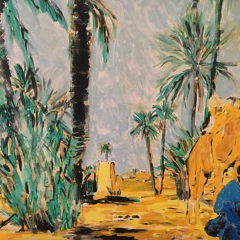 Schilderij getiteld "Une oasis dans le d…" door Audran, Origineel Kunstwerk, Acryl