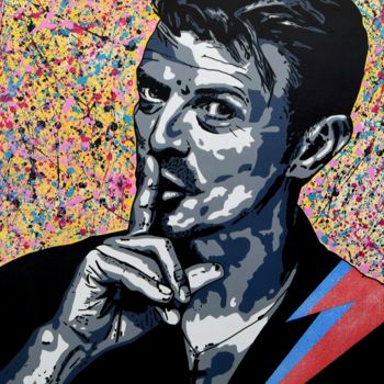 Schilderij getiteld "BOWIE" door Myriam Bellanger, Origineel Kunstwerk, Acryl