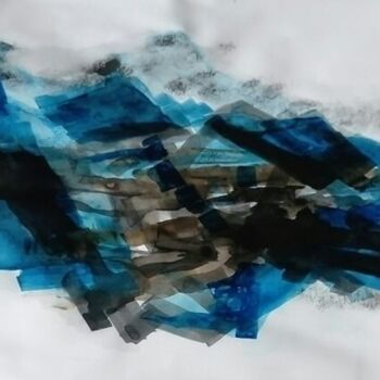 Peinture intitulée "Le bleu et le noir" par Myriam Carbonnier (Myri- âme C), Œuvre d'art originale, Encre