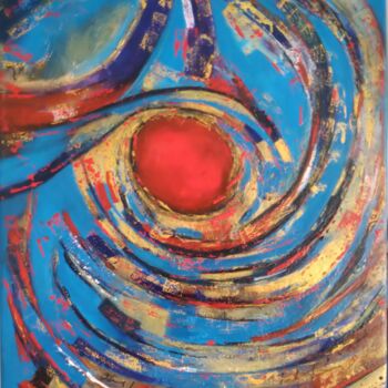 Peinture intitulée "Au coeur du rouge" par Myriam Carbonnier (Myri- âme C), Œuvre d'art originale, Pigments