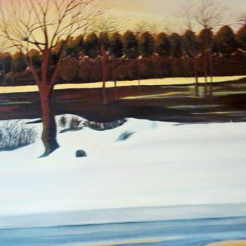Pintura intitulada "Lac de glace" por Myriam Djaouk, Obras de arte originais, Acrílico