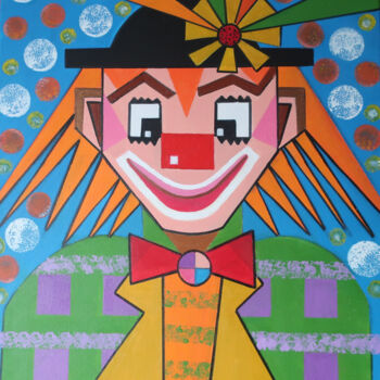 Schilderij getiteld "Clown" door Myriam Djaouk, Origineel Kunstwerk, Acryl