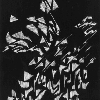 Dessin intitulée "Raturé 26-18" par Myriam Eyann, Œuvre d'art originale, Stylo gel