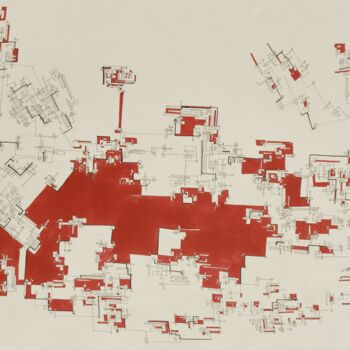 Drawing titled "Plan inutile 2-14-4" by Myriam Eyann, Original Artwork, Marker