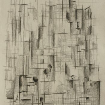 Dessin intitulée "Mont parallèle" par Myriam Eyann, Œuvre d'art originale, Crayon