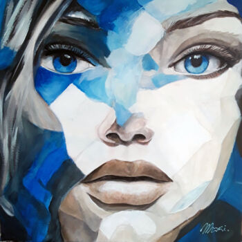 Painting titled "Blue eyes1" by Myriam Maury, Original Artwork, Acrylic