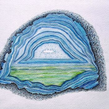Dessin intitulée "Coeur de pierre 07" par Myriam Schmaus, Œuvre d'art originale, Crayon Monté sur Carton