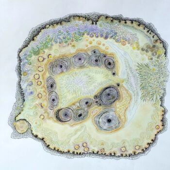 Dessin intitulée "Coeur de pierre 10" par Myriam Schmaus, Œuvre d'art originale, Crayon Monté sur Carton