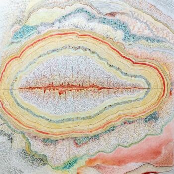 Dessin intitulée "Coeur de pierre 11" par Myriam Schmaus, Œuvre d'art originale, Crayon Monté sur Carton