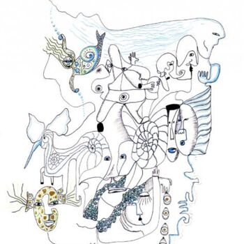 Drawing titled "Vérités et mensonges" by Myriam Schmaus, Original Artwork, Other
