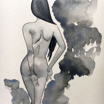 绘画 标题为“Nude N°1” 由Myriam Soufane, 原创艺术品, 水彩