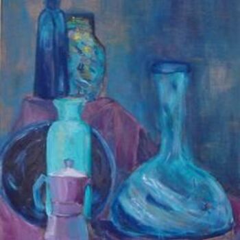 Peinture intitulée "Harmonie bleue" par Myriam Thomas, Œuvre d'art originale