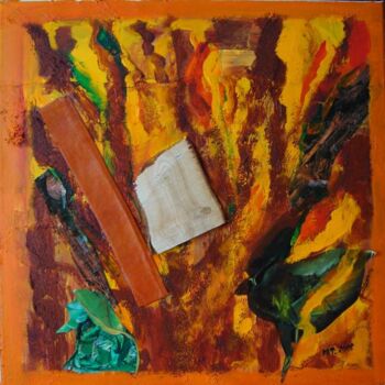 Pintura titulada "Feu de bois" por Myriam Thomas, Obra de arte original