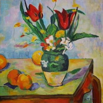 Malerei mit dem Titel "Fleurs et fruits d'…" von Myriam Thomas, Original-Kunstwerk