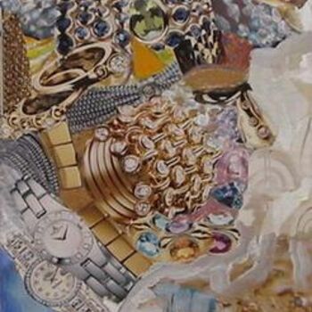 Peinture intitulée "Visage aux bijoux" par Myriam Thomas, Œuvre d'art originale