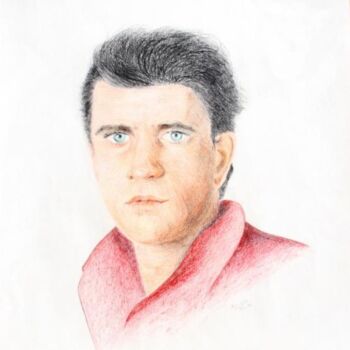 Drawing titled "Mel Gibson" by Myriam Thomas, Original Artwork