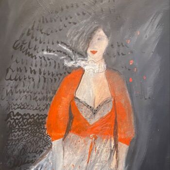 Painting titled ""Folle de toi"" by Myriam Van Calster, Original Artwork, Acrylic Mounted on Wood Stretcher frame