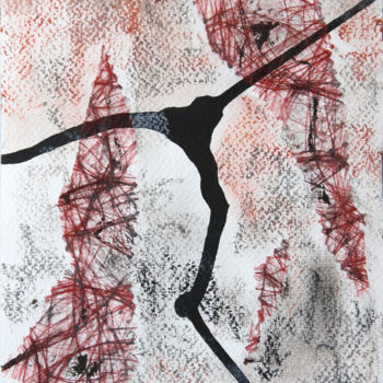 Textilkunst mit dem Titel "Le déséquilibre" von Myriam Amoros, Original-Kunstwerk, Tinte