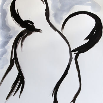 「Deux」というタイトルの絵画 Myriam Amorosによって, オリジナルのアートワーク, インク