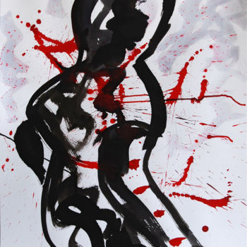 Peinture intitulée "Sous le feu" par Myriam Amoros, Œuvre d'art originale, Encre