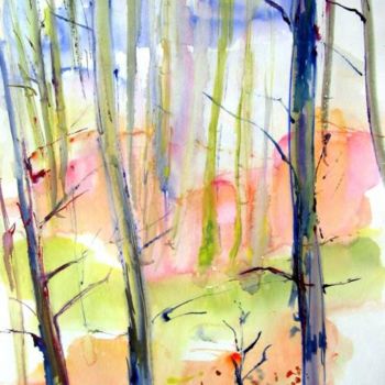 Peinture intitulée "Forêt Enchantée I" par Myriam Fischer, Œuvre d'art originale, Aquarelle