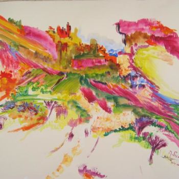 Malarstwo zatytułowany „Vercors en couleur” autorstwa Myriam Fischer, Oryginalna praca, Olej