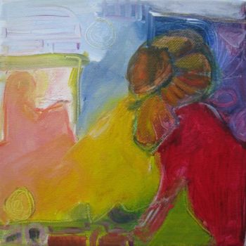 Painting titled "SCENE AU BALCON" by Myriam Fischer, Original Artwork, Acrylic