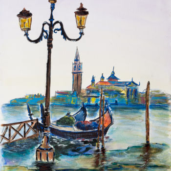 Malarstwo zatytułowany „Week-end à Venise” autorstwa Myriam Lonardi, Oryginalna praca, Akwarela