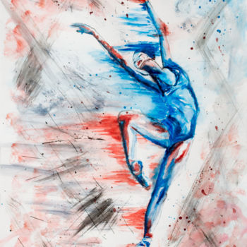 Ζωγραφική με τίτλο "La Danseuse (2)" από Myriam Lonardi, Αυθεντικά έργα τέχνης, Ακουαρέλα