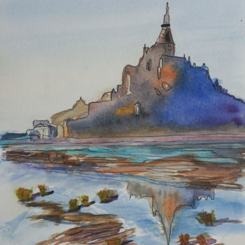 Peinture intitulée "Mont Saint-Michel" par Myriam Lonardi, Œuvre d'art originale