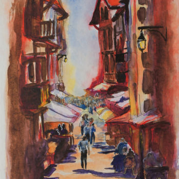 Pittura intitolato "Promenade à Saint-J…" da Myriam Lonardi, Opera d'arte originale, Acquarello
