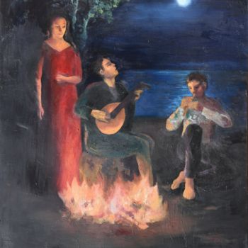 Painting titled "serenata" by Myriam Lucas, Original Artwork, Oil