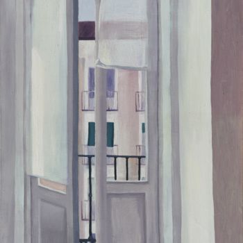 Painting titled "Balcón" by Myriam Lucas, Original Artwork, Oil