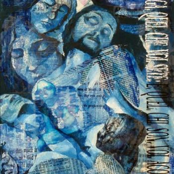 Painting titled "Blue Pieta" by Myroslav Harasymiw, Original Artwork