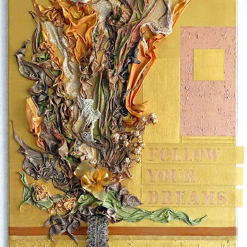 Textilkunst mit dem Titel "Follow your dreams" von Myrthyra, Original-Kunstwerk