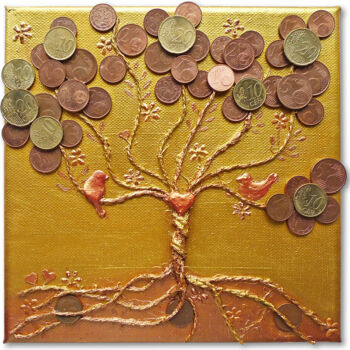 Malerei mit dem Titel "Geldbaum" von Myrthyra, Original-Kunstwerk, Acryl